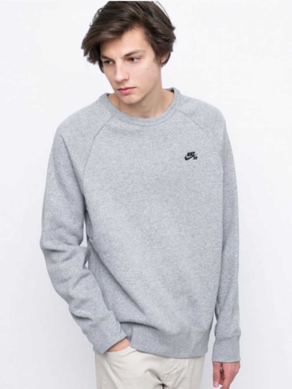 Nike SB Gray Embroidered Logo Crewneck Sweatshirt Small Skateboarding